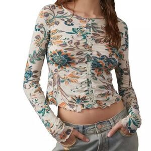 Free People Dreamed Of You Tee In Teal Combo